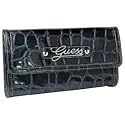 Women's Celeste Black Synthetic Leather Tri-Fold Wallet: Black Tri-Fold