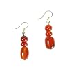 Brazilian Polished Agate Gemstone Dangle Earrings, Triple Stone