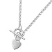 Sterling Silver T-Bar And Heart Necklace