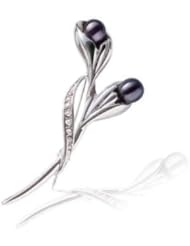 Blue Pearls - Double Pearl Teardrop Brooch over a 18K - BPS 1040 O Noir