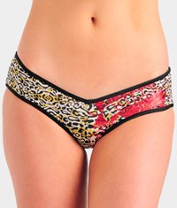 Ed Hardy Leopard Print Foil Satin Touch Tanga