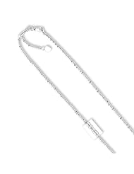 10k Solid White Gold 1.5 mm (1/16 Inch) Adjustable Sparkle Chain 22 w/ Lobster Claw Clasp