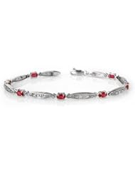 Genuine 2.75 ctw Ruby & Diamond Bracelet 10K White Gold