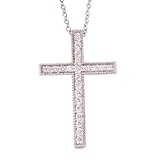 14K White Gold .33 CTW Diamond Cross Religious Pendant