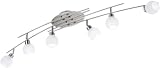 Trio-Leuchten 613910607 Deckenleuchte inklusiv 6x G9 28 W Eco, Nickel matt, Glas alabasterfarbig wei&szlig;