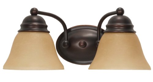 Best Price Nuvo Lighting 60/3126 Empire 2-Light Vanity with Champagne Glass Shade, Mahogany Bronze