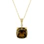10k Yellow Gold Cushion Cut Smoky Quartz and Diamond Pendant, 18"
