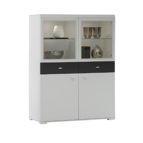 FMD Tapea 4 Vitrine Tapea 4 B/H/T 117.0 x 152.5 x 41.0 cm, wei&szlig; / anthrazit