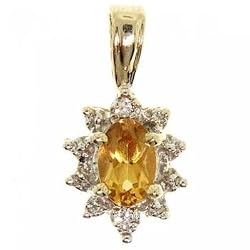 Citrine & Diamond Cocktail Pendant in Yellow Gold