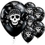 PIRATE BALLOONS 12" 3.2 Helium Quality Pirate Skull Latex Balloons - Black And White, 50 Count
