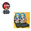 A Set of 2 Front Universal Fit Bucket Seat Cover and Steering Wheel Covver - Disney Mickey Mouse Donald Duck and Goofy
