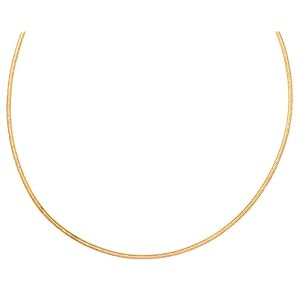14k Yellow Gold Round 2mm Italian Flexible Omega Chain Necklace, 18