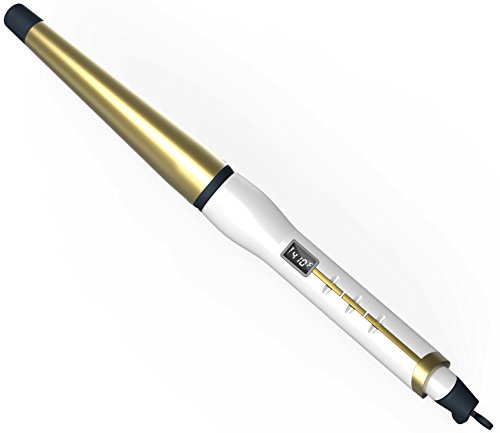Curling iron, Perfectwo Studio Salon Collection Digital Ceramic Curling Wand, Hair curler, White-Gold