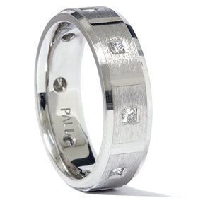 950 Palladium Mens Princess Cut Diamond Wedding Ring