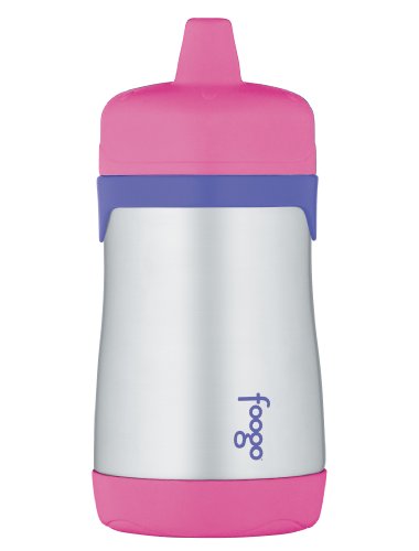THERMOS FOOGO Vacuum Insulated Stainless Steel 10-Ounce Hard Spout Sippy Cup, Pink/Purple