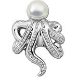 1 8K Palladium White Gold South Sea Cultured Pearl & Diamond Octopus Brooch 3/ 4Cttw/ 1 3. 0 0mm (Free Shipping)