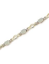 10K Yellow Gold Oval Opal and Diamond Bracelet
