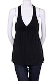 Must Have Bead Net Floral Décor Crisscross Bodice Empire Waist Sleeveless Blouse Top Black