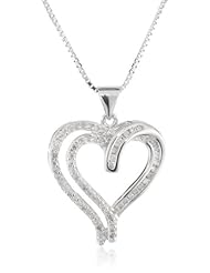 Sterling Silver Diamond Heart Pendant Necklace (1/3 cttw, I-J Color, I2-I3 Clarity), 18"