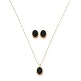 14k 10x8 Onyx Set of Pendant and Earrings