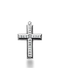 14K White Gold Round Diamond Channel Set Cross Pendant (1.97ct)