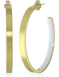 Dean Davidson "INNER BEAUTY" Gold with White Enamel Inner Beauty Hoop Earrings
