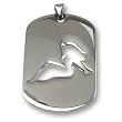 316L Stainless Steel Pendant Stainless Steel Dog Tag with shiny polish and laser-cut woman design Height of Charm: 50mm Width of Charm: 30mm