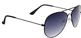 Lunettes de soleil homme aviateur noire avec la monture metallique offrant une protection contre les UV400 (verres de catégorie 3) avec l'étui, la pochette, le chiffon et le cordon