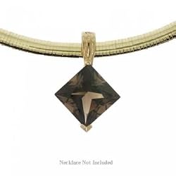 11CT Princess Smokey Topaz Slide Pendant Crafted in Solid Gold