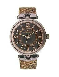 Anne Klein Womens 10/9837BNSN Brown Ion-Plated Snake Skin Print Leather Watch