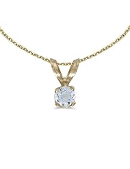 14k Yellow Gold Round Aquamarine Pendant (chain NOT included)
