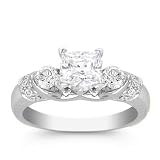 0.84 Carats Diamond Engagement Ring on 14k White Gold Princess Cut Sale