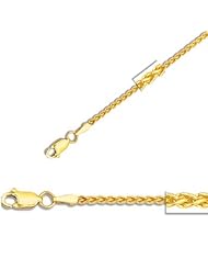 30" 14K Yellow Gold 2.1mm (0.08") Polishdiamond Cut Round Wheat Chain w/ Lobster Clasp
