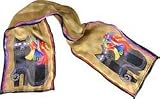 Ebony Cats & Parrots Silk Scarf with Sequins by Laurel Burch