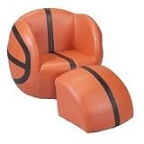 Children's Upholstered Basketball Chair with Ottoman