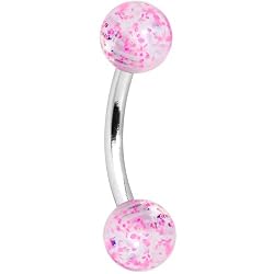 Clear Pink Ultra Glitter Eyebrow Ring