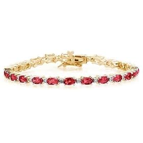 14k Yellow Gold Diamond and Ruby Bracelet by 