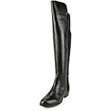 Lauren Ralph Lauren Women's Maiya Riding Boot, Black Burn Leather/Stretch, 9 B US