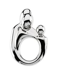 16.00X10.75 Mm 14K White Gold Sm. Mother & Child Family Pendant