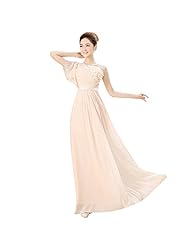 One Shoulder Short Sleeves  Sequined Lace Chiffon Floor Length Evening Dress/Prom Dress/Party Dress  With a Ribbon  and Ruffles