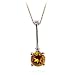 14k Yellow Gold Round Citrine and Diamond Drop Pendant, 17"