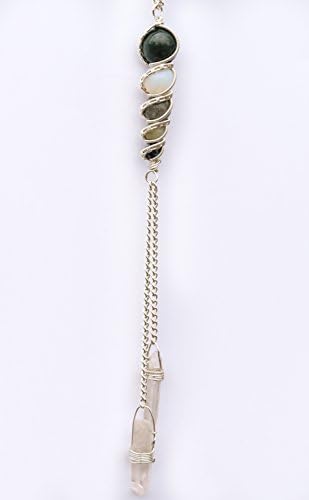 Crystal healing wire-wrapped stone totem pendant necklace-- Sea Witch