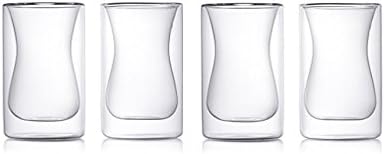 Tea Heaven Double-Wall Glass Insulated 6-Ounce Turkish Style Tea, Coffee &amp; Espresso Cups (4)