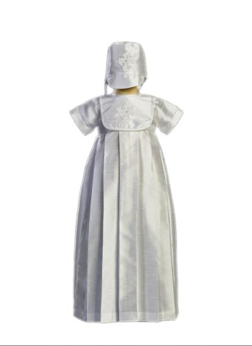 Douglas 9-8825-Christening -white Poly Shantung Gown-Made in USA