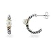 Bling Jewelry Cable Pearl Half Hoop Earrings title=