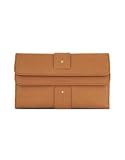 Mazzini Women's Double Flap Italian Washed Leather ID Wallet Tan