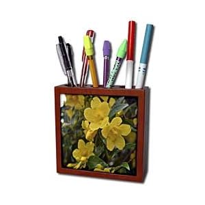 WhiteOak Photography Floral Prints - Yellow flowers - Tile Pen Holders-5 inch tile pen holder