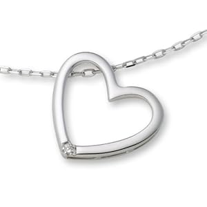 Miore Damen-Halskette mit Herzanhänger 925 Sterling Silber und Brillant 0.01ct 45cm MSL001N