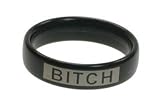 Bitch Ring (Black Rings for women) - 5mm - Punk Ring - Acrylic Womens Rings Size 6, 7, 8, 9 & 10. Funny Gothic rings for women). Funny Gifts for Bitchy Women.