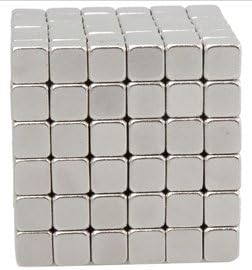 Square Magnetic Toy 5 mm with 125 Small Magnets (Silver)